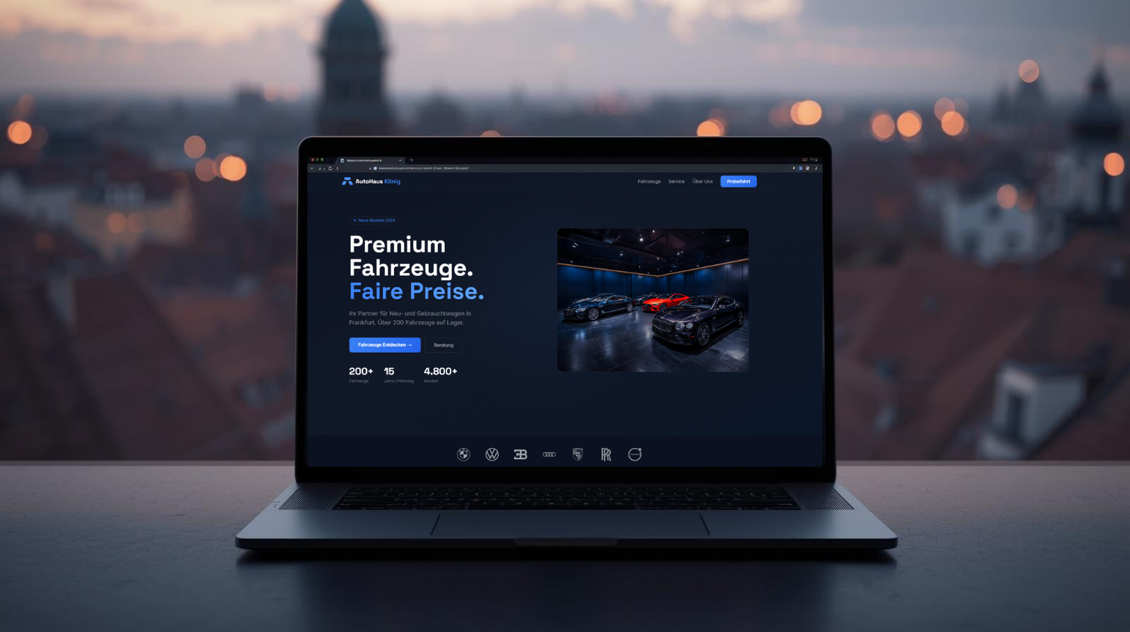 Laptop screen displaying an elegant, minimalist website in a dark premium design. | Genizi
