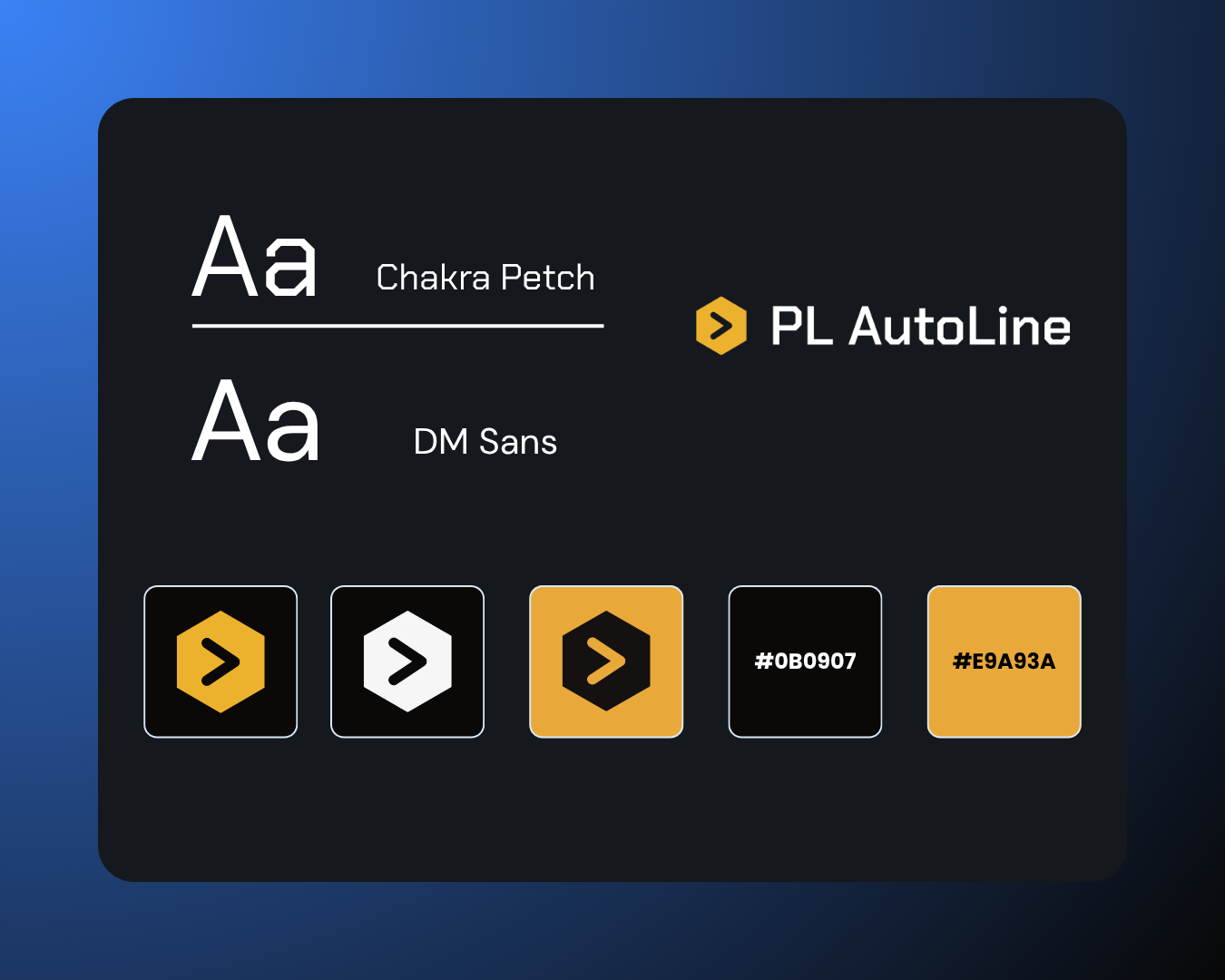 Farbpalette und Typografie der Corporate Identity von PL AutoLine Anthrazit, Signalgold, Off-White