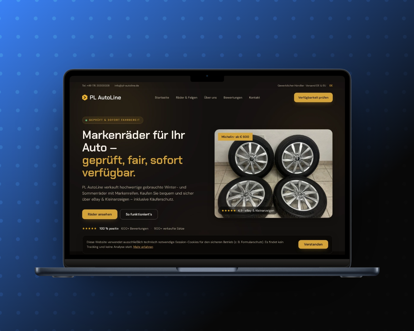 Startseite der von Genizi entwickelten Website pl-autoline.de auf Desktop
